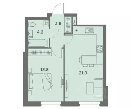 2-к кв. Пермский край, Пермь Трамвайная ул., 27 (41.6 м)