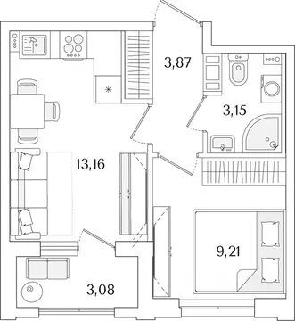 1-к кв. Санкт-Петербург Гранат жилой комплекс (30.93 м)