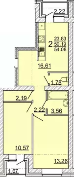 2-к кв. Воронежская область, с. Новая Усмань  (54.08 м)