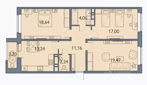 3-к кв. Брянская область, Брянск просп. Станке Димитрова, 67к7 (85.6 ...