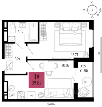 1-к кв. Ростовская область, Аксай  (39.82 м)