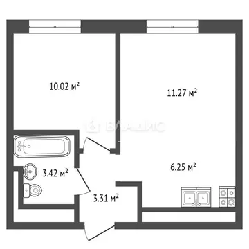 1-комнатная квартира: Мытищи, 1-й Стрелковый переулок, 5 (33.8 м)