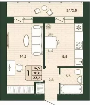 1-к кв. Самарская область, Волжский район, Смышляевка городское ...