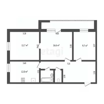 3-к кв. Тюменская область, Тюмень ул. Пермякова, 52 (63.2 м)