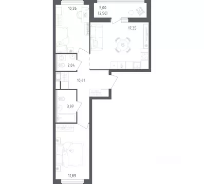 2-к кв. Ленинградская область, Всеволожский район, Свердловское ...