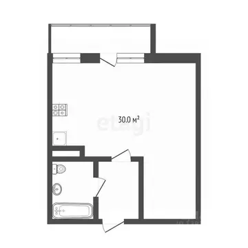 Студия Тюменская область, Тюмень ул. Дмитрия Менделеева, 2 (30.0 м)