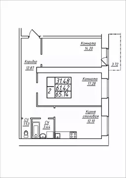 2-к кв. Самарская область, Самара ул. Стара-Загора, 249А (65.14 м)