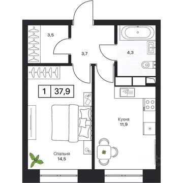 1-к кв. Московская область, Пушкино Пушкино Град жилой комплекс, к2 ...