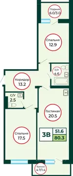 3-к кв. Красноярский край, Красноярск городской округ, пос. Солонцы ...