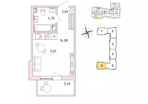 1-к кв. Ленинградская область, Гатчина Въезд мкр,  (27.51 м)
