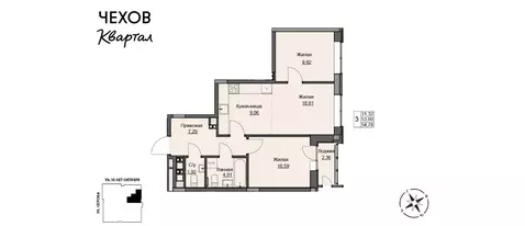 2-к кв. Удмуртия, Ижевск ул. Чехова, 46 (54.84 м)