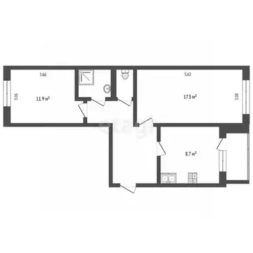 2-к кв. Ханты-Мансийский АО, Сургут ул. Энергетиков, 31 (53.9 м)