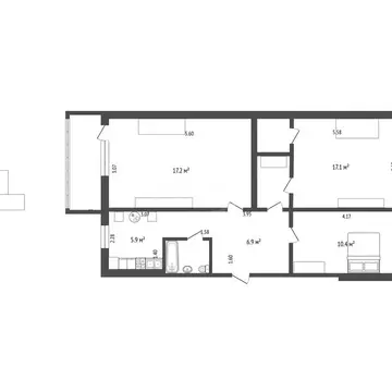 3-комнатная квартира: Черногорск, улица Калинина, 11 (60.9 м)