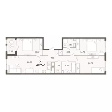 3-комнатная квартира: Санкт-Петербург, ЖК Знатный (87.77 м)