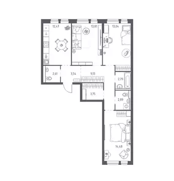 3-комнатная квартира: Балашиха, микрорайон Авиаторов, улица Колдунова, ...