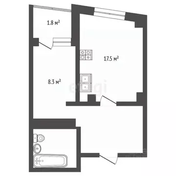 1-к кв. Тюменская область, Тюмень Широтная ул., 189к1 (42.6 м)