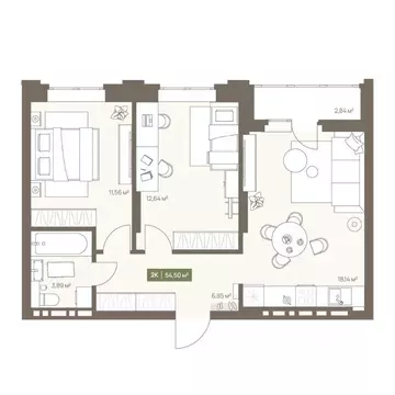 2-к кв. Кемеровская область, Кемерово Московский просп., 23А (54.5 м)