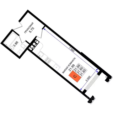 Студия Краснодарский край, Новороссийск 5-я Бригада мкр,  (31.6 м)