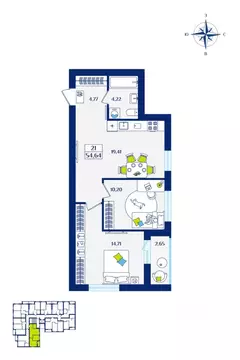 2-к кв. Калининградская область, Зеленоградск  (54.64 м)