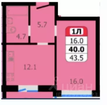 1-к кв. Чувашия, Новочебоксарск Восточная ул., 1к2 (43.5 м)