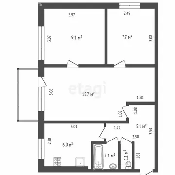 3-комнатная квартира: Тверь, проспект Николая Корыткова, 22 (56 м)