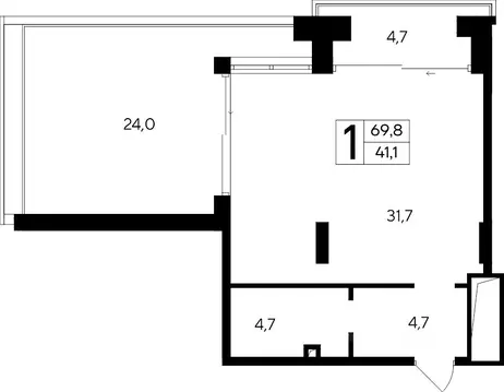 1-к кв. Крым, Евпатория Курортный кв-л,  (69.8 м)