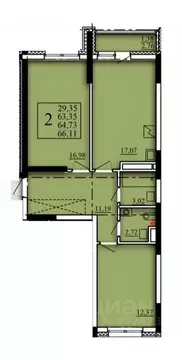 2-к кв. Башкортостан, Уфа Затон-Восточный жилрайон, Паруса жилой ...