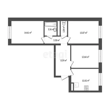 3-комнатная квартира: Горьковка, Светлая улица, 10к1 (69.8 м)