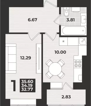 1-к кв. Калининградская область, Калининград ул. Героя России ...