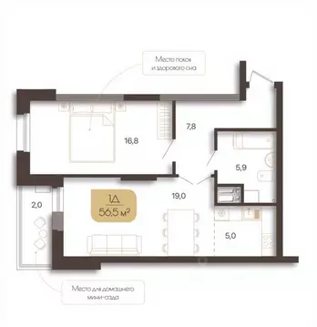 1-к кв. Татарстан, Казань ул. Горьковское Шоссе, 2Ак1 (56.1 м)