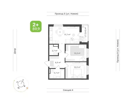 2-к кв. Свердловская область, Екатеринбург Академический мкр, 20-й ...