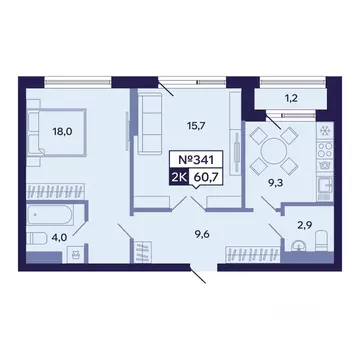 2-к кв. Саха (Якутия), Якутск ул. Новопортовская, 1А/1 (60.7 м)