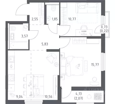2-к кв. Башкортостан, Уфа ул. Минигали Губайдуллина, 8к9 (62.23 м)