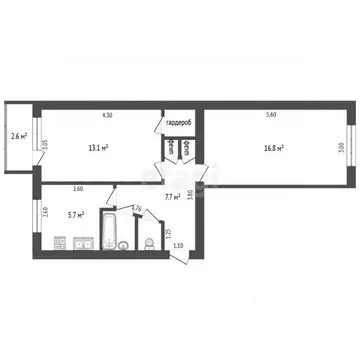 2-к кв. Нижегородская область, Выкса Гоголя мкр, 27 (47.4 м)
