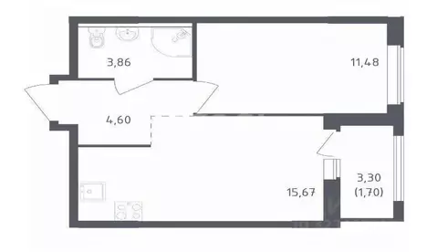 1-к кв. Ленинградская область, Всеволожский район, Свердловское ...
