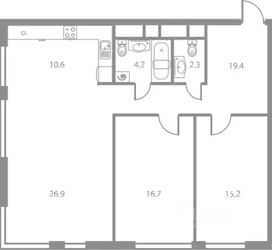 3-к кв. Москва Аминьевское ш., 6 (90.2 м)