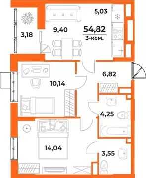 3-к кв. Хабаровский край, Хабаровск Брянский пер. (54.82 м)