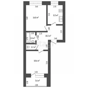 2-к кв. Башкортостан, Стерлитамак Комсомольская ул., 47 (49.3 м)