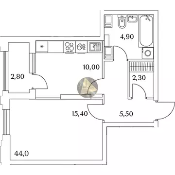 1-комнатная квартира: Санкт-Петербург, Планерная улица, 99 (44 м)