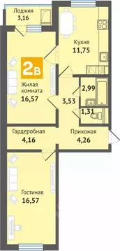 2-к кв. Чувашия, Чебоксары ул. Академика В.Н.Челомея, 14 (64.3 м)
