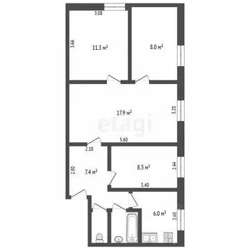 4-к кв. Крым, Симферополь ул. Ростовская (63.0 м)