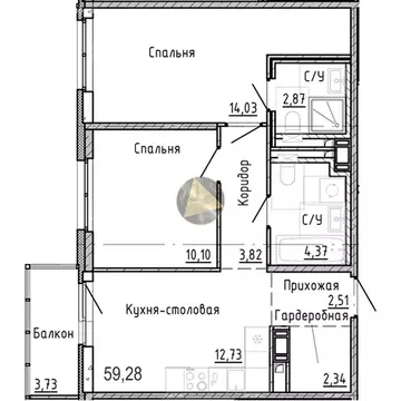 2-комнатная квартира: Санкт-Петербург, набережная реки Каменки, 3к3 ...