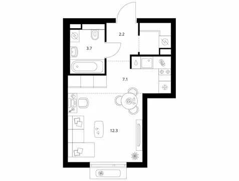 Квартира-студия: Москва, НАО, район Коммунарка, квартал № 76 (28.1 м)