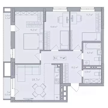 3-к кв. Башкортостан, Стерлитамак Солнечный мкр,  (81.1 м)