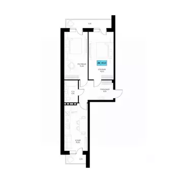 2-к кв. Дагестан, Дербент  (69.22 м)