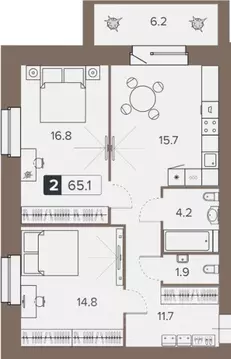 2-к кв. Брянская область, Брянск пер. 22-го съезда КПСС, 63 (67.3 м)