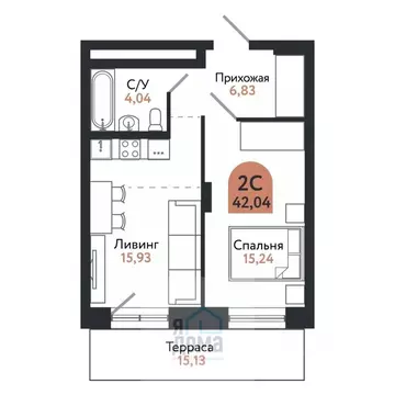2-к кв. Томская область, Томск просп. Ленина, 206В (42.0 м)