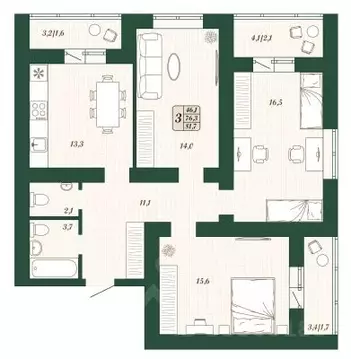 3-к кв. Самарская область, Волжский район, Смышляевка городское ...