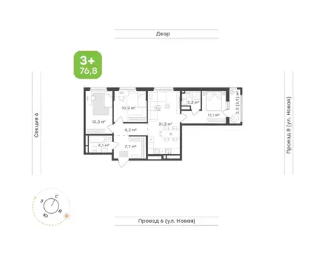 3-к кв. Свердловская область, Екатеринбург Академический мкр, 20-й ...