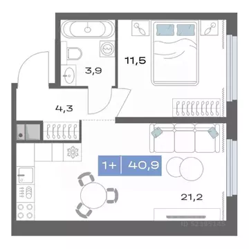 1-к кв. Свердловская область, Екатеринбург ул. Академика Парина, 11с1 ...